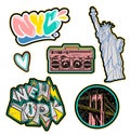 New York city set sticker and patches print